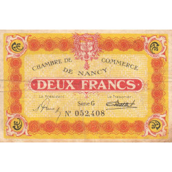 Nancy - Pirot 87-55-G - 2 francs - Série G - 01/01/1922 - Etat : TB