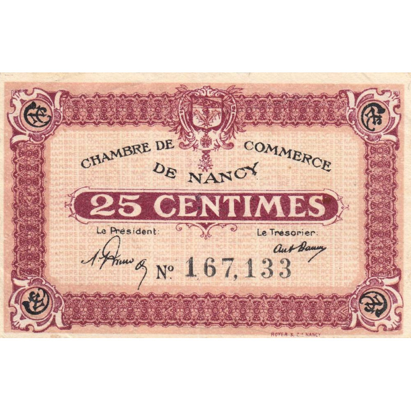 Nancy - Pirot 87-56 - 25 centimes - Sans date - Etat : TTB