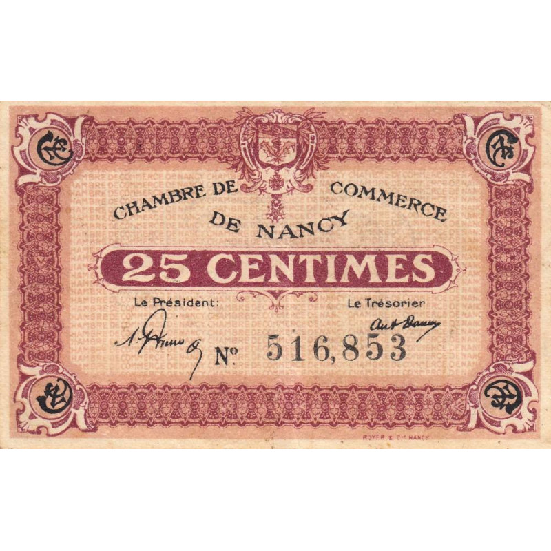 Nancy - Pirot 87-56 - 25 centimes - Sans date - Etat : TTB-