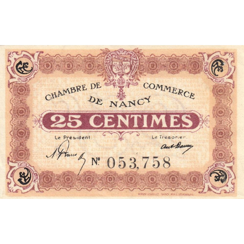 Nancy - Pirot 87-58 - 25 centimes - Sans date - Etat : SUP