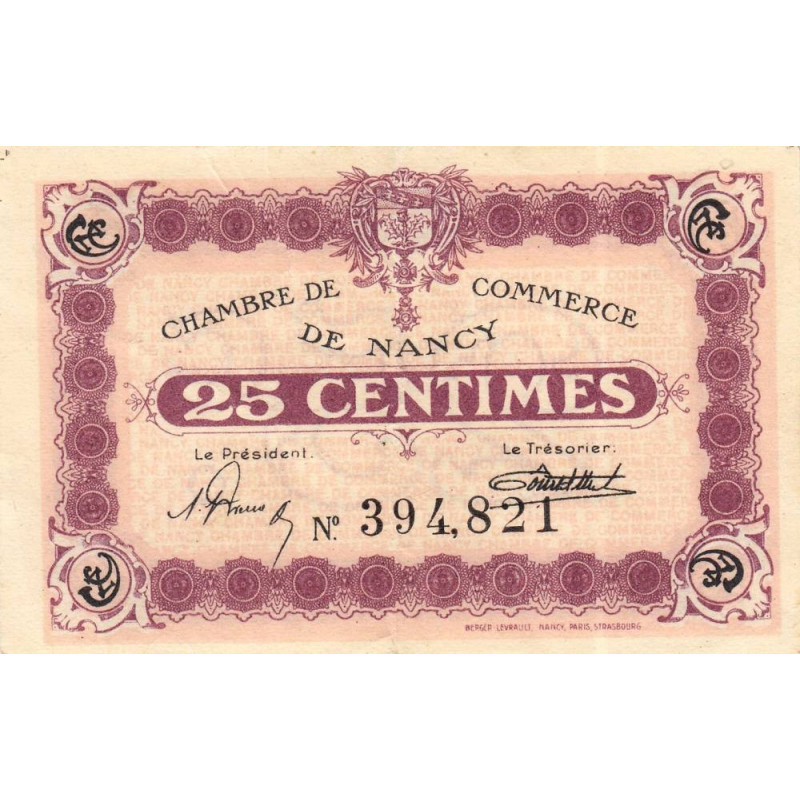 Nancy - Pirot 87-62 - 25 centimes - Sans date - Etat : SUP-