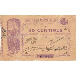 Amiens - Pirot 7-1 - 50 centimes - Série S.1 A - 15/09/1914 - Etat : TB-