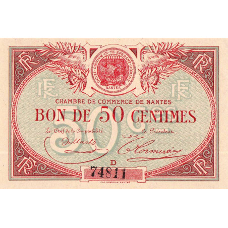 Nantes - Pirot 88-3 - 50 centimes - Série D - Sans date - Etat : NEUF