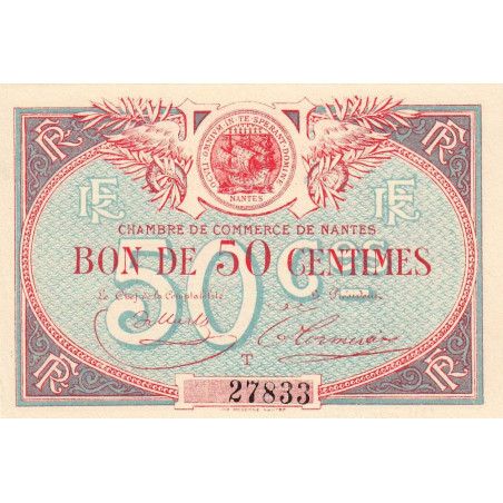 Nantes - Pirot 88-16 - 50 centimes - Série T - Sans date - Etat : SPL à NEUF