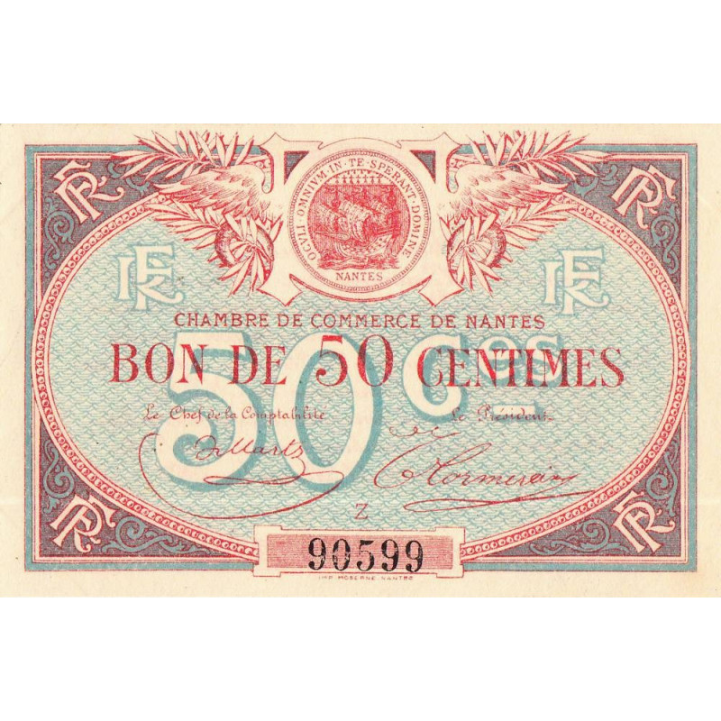 Nantes - Pirot 88-16 - 50 centimes - Série Z - Sans date - Etat : SUP+