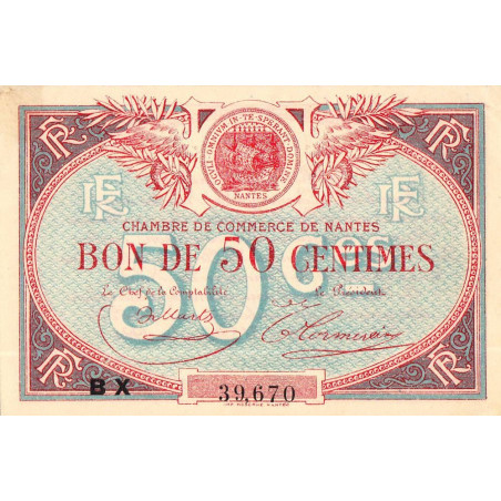 Nantes - Pirot 88-24b - 50 centimes - Série BX - Sans date - Etat : SUP