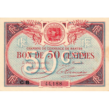 Nantes - Pirot 88-25 - 50 centimes - Série CB - Sans date - Etat : SUP