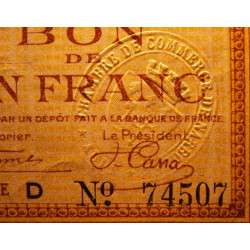 Narbonne - Pirot 89-6 - 1 franc - Série D - 04/11/1915 - Etat : SUP