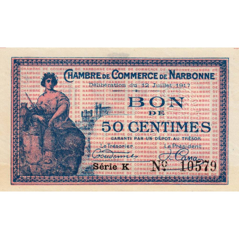 Narbonne - Pirot 89-12 - 50 centimes - Série K - 12/07/1917 - Etat : SPL