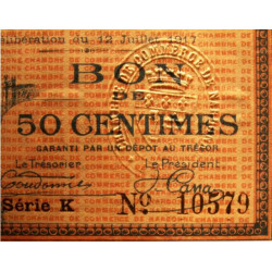 Narbonne - Pirot 89-12 - 50 centimes - Série K - 12/07/1917 - Etat : SPL