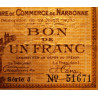 Narbonne - Pirot 89-15 - 1 franc - Série J - 12/07/1917 - Etat : TTB