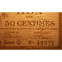 Narbonne - Pirot 89-17 - 50 centimes - Série Q - 02/10/1919 - Etat : SPL