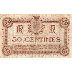 Narbonne - Pirot 89-17 - 50 centimes - Série T - 02/10/1919 - Etat : TB+