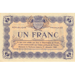 Narbonne - Pirot 89-30 - 1 franc - Série A.I. - 09/03/1922 - Etat : NEUF