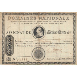 Assignat 01b - 200 livres à endos - Série M - 1789 - Etat : TTB-