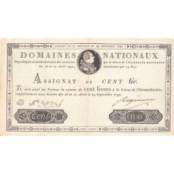 Assignat 09a - 100 livres - 29 septembre 1790 - Etat : SUP-