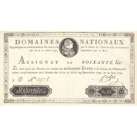 Assignat 14a - 60 livres - 19 juin 1791 - Série 2C - Etat : SPL