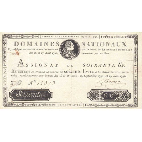 Assignat 14a - 60 livres - 19 juin 1791 - Série 3C - Etat : SUP