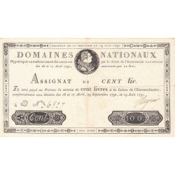 Assignat 15a - 100 livres - 19 juin 1791 - Série 4D - Etat : SUP