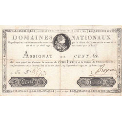 Assignat 15a - 100 livres - 19 juin 1791 - Série 4K - Etat : TTB