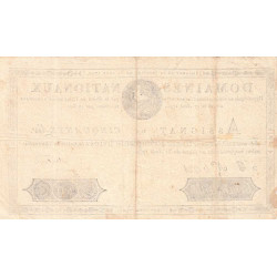 Assignat 32a - 50 livres - 31 août 1792 - Série 2J - Etat : TTB