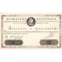 Assignat 33a - 200 livres - 31 août 1792 - Etat : SPL-