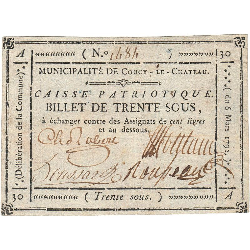 Aisne - Coucy le Château - Kolsky 02-54 - 30 sous - Série A - Etat : TTB+
