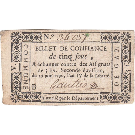 Hautes-Alpes - Gap - Kolsky 05-22 - 5 sous - Série B - Etat : TTB+