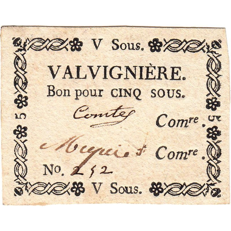 Ardèche - Valvignière - Kolsky 7-188 - 5 sous - Etat : SUP+