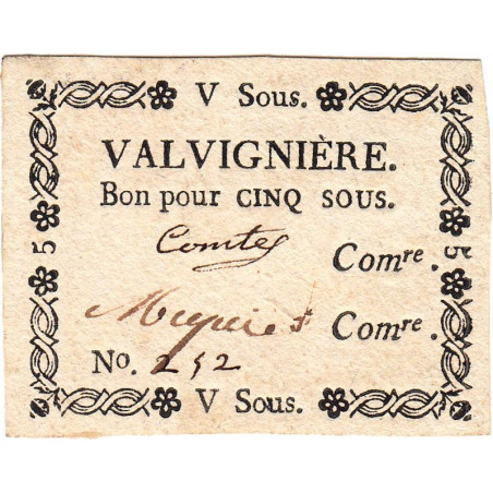 Ardèche - Valvignière - Kolsky 7-188 - 5 sous - Etat : SUP+