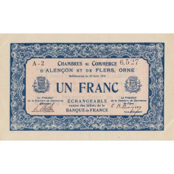 Alençon & Flers (Orne) - Pirot 6-15 - 1 franc - Série A2 - 10/08/1915 - Etat : SPL