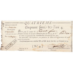 Aveyron - Sébrazac - Révolution - Emprunt forcé de l'an IV - 60 francs - Etat : TTB+