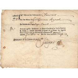 Cantal - Saint-Flour - Louis XIV - Taille, taillon et crues 1671 - 17 livres - Etat : TB+