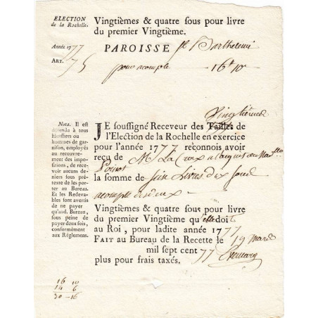 Charente-Maritime - La Rochelle - Louis XVI - Vingtièmes et quatre sous de 1778 - Etat : SUP