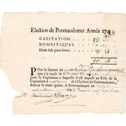 Eure - Ponteaudemer - Louis XV - Capitation de 1738 - 90 livres - Etat : SUP