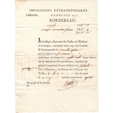 Lot-et-Garonne - Montesquieu - Louis XVI - 1775 - Tailles - 402 livres - Etat : SUP