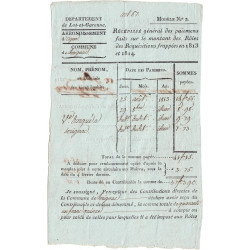 Lot-et-Garonne - Sérignac - Louis XVIII 1ère Rest. - 1814 - Récipissé - 41 fr. 15 centimes - Etat : SUP