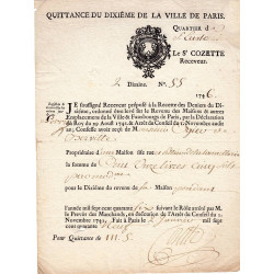 Paris - Louis XV - Quittance du dixième de 1749 - Etat : TTB à SUP