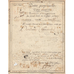 Paris - Consulat - 1801 - Dette perpétuelle - 50 francs - Etat : TB