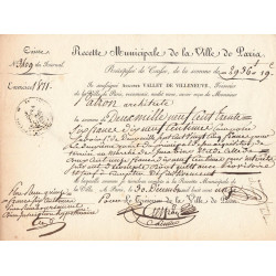 Paris - 1er empire - 1811 - Recette municipale - 2936 francs - Etat : SUP
