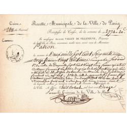 Paris - 1er empire - 1812 - Recette municipale - 2771 francs - Etat : SUP