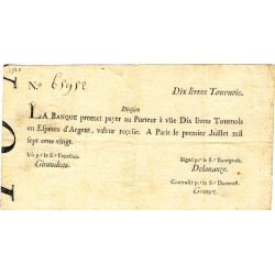 Law-Doreau 22 - 10 livres tournois - 1er juillet 1720 - Etat : TTB