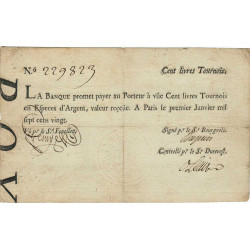 Law-Doreau 26 - 100 livres tournois - 1er janvier 1720 - Etat : TTB