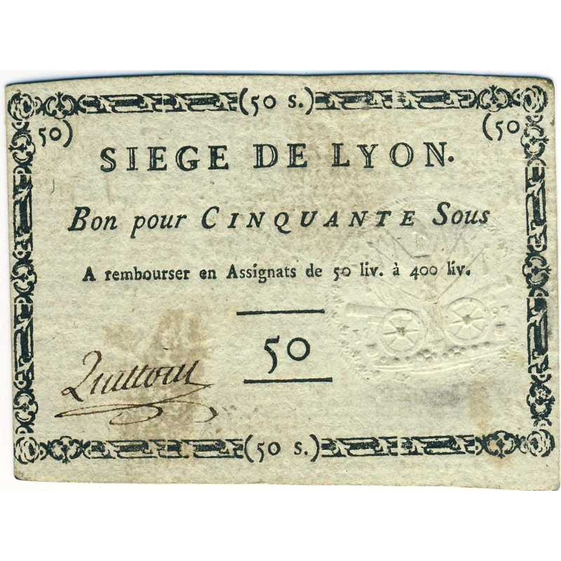 Siège de Lyon - Laf 254 - 50 sous - Septembre 1793 - Etat : TTB+