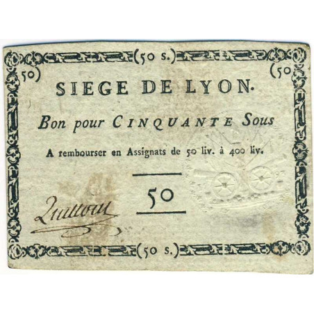Siège de Lyon - Laf 254 - 50 sous - Septembre 1793 - Etat : TTB+