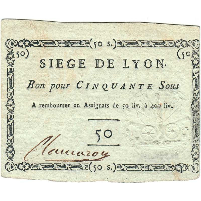 Siège de Lyon - Laf 254 - 50 sous - Septembre 1793 - Etat : SPL