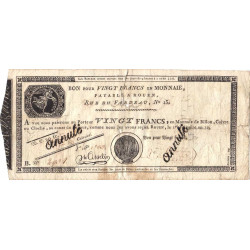 Rouen - Caisse d'échange - Pick S 245b - 20 francs - 1803 - Etat : B