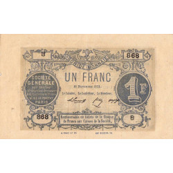Paris - Société Générale - Jer 75.02A - 1 franc - Série B - 18/11/1871 - Etat : TTB+