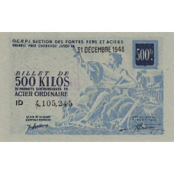 500 kg acier ordinaire - 31/12/1948 - Endossé - Série ID - Etat : SUP+