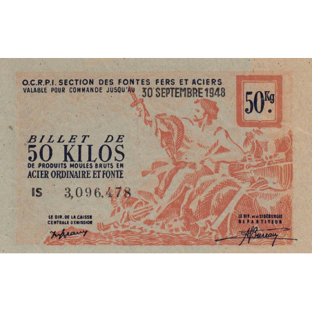 50 kg produits moulés acier ordinaire et fonte - 30/09/1948 - Non endossé - Série IS - Etat : SUP